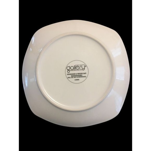 Square Dinner Plates Tabletops Gallery White Orange Blue  Paisley 10" Set of 4 - Picture 3 of 3